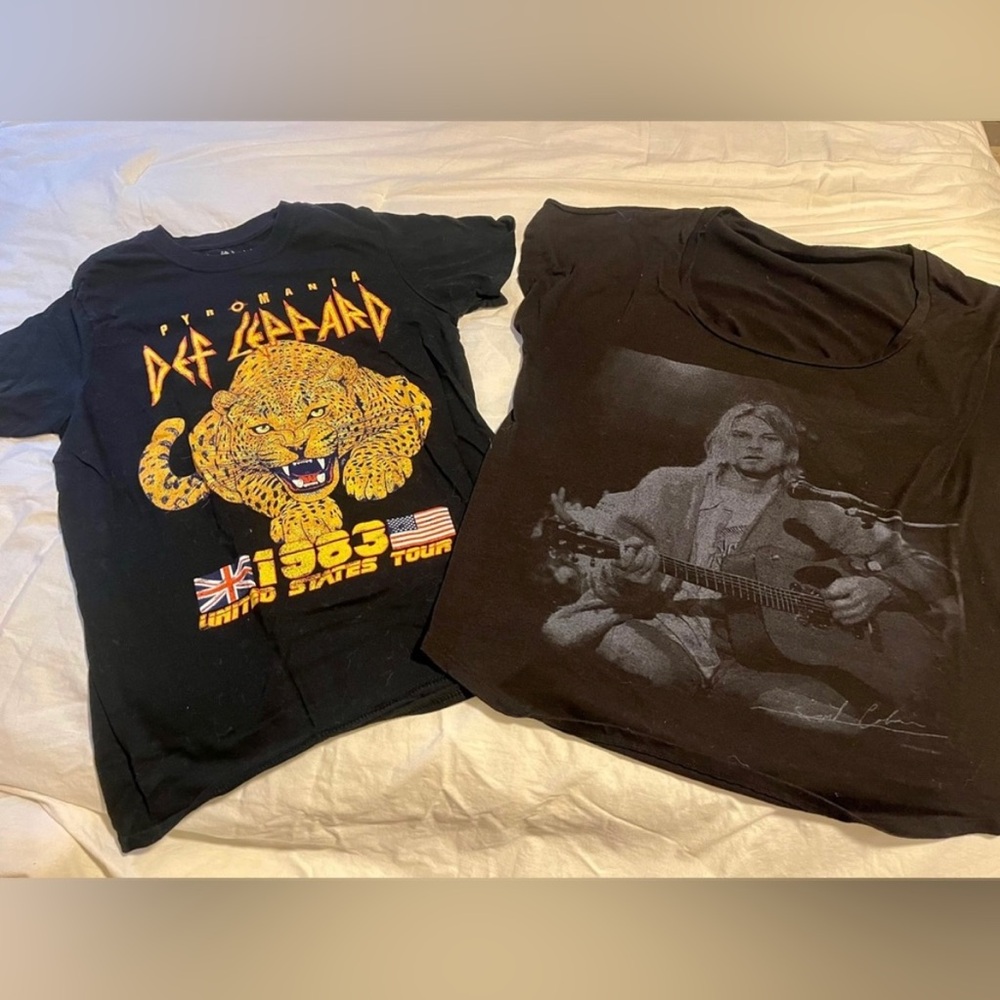 Band graphic tee shirts - Def Leppard & Nirvana kurt cobain